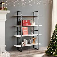 Boekenkast met 4 schappen 100x30x140 cm massief grenenhout wit - thumbnail