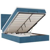 Ottoman bed met matrassen 140x190cm fluweel donkerblauw - thumbnail