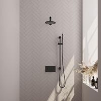 Brauer Black Carving Thermostatische Regendoucheset Inbouw - Hoofddouche 20 cm - Rechte Wandarm - Met Drukknoppen - Handdouche Staaf - Doucheslang - Geintegreerde Glijstang - Mat Zwart - thumbnail