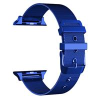 By Qubix - Milanese met gesp bandje - Blauw - Compatible met Apple Watch 44mm / 45mm / 46mm / 49mm - Compatible Apple watch bandjes - thumbnail