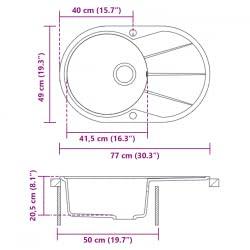 VidaXL Gootsteen enkele bak ovaal graniet beige
