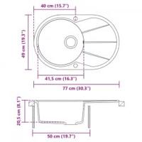 VidaXL Gootsteen enkele bak ovaal graniet beige - thumbnail