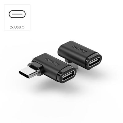 Hama USB-C-hoekadapter 90° USB 3.2 Gen2 10 Gbit/s 5A 240W set van 2 Desktop accessoire Zwart