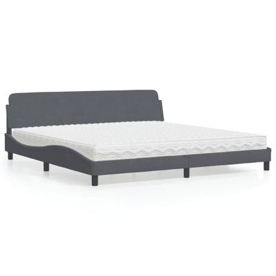 Bed met matras "Dover" fluweel donkergrijs 200x200 cm