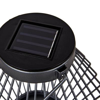 Solar LED Lantaarn Rotan 17 cm - Draadloos op zonne-energie - Grijs
