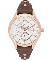 Horlogeband Fossil BQ3065 Onderliggend Leder Bruin 18mm