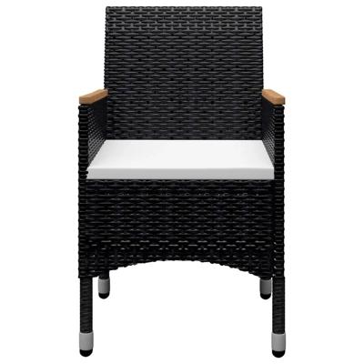 9-delige Tuinset poly rattan en gehard glas zwart - thumbnail