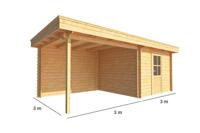 Blokhut, tuinhuisje met overkapping Lisa-Alina 600 cm bij 300 cm diep plat dak 2 Warentuin Collection - Warentuin collection - thumbnail