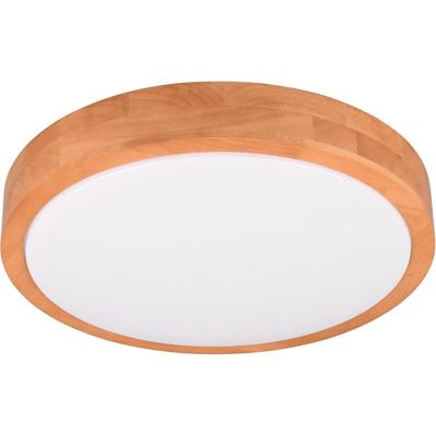 Dimbare LED Plafondlamp 24W - Warm Wit 3000K - Beige met Natuurhout