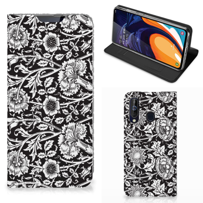 Samsung Galaxy A60 Smart Cover Black Flowers Samsung Galaxy A60 Smart Cover Black Flowers