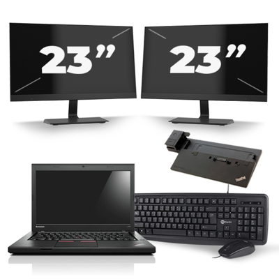 Lenovo ThinkPad L450 - Intel Core i5-4e Generatie - 14 inch - 8GB RAM - 256GB SSD - Windows 11 + 2x 23 inch Monitor