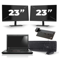 Lenovo ThinkPad L450 - Intel Core i5-4e Generatie - 14 inch - 8GB RAM - 256GB SSD - Windows 11 + 2x 23 inch Monitor - thumbnail