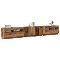 Tv-meubel met LED 260x35x40 cm bewerkt hout oud hout - thumbnail