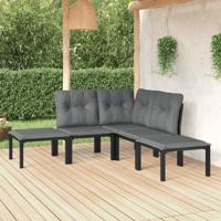 5-delige Loungeset poly rattan zwart en grijs - thumbnail