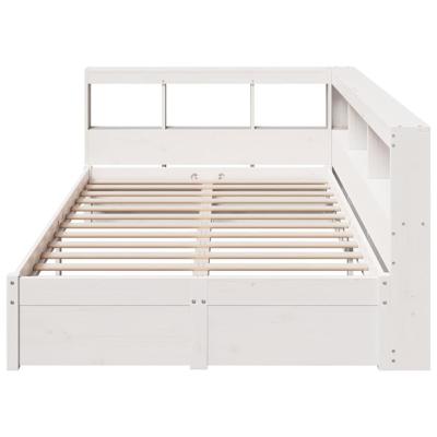 Bed met boekenkast zonder matras grenenhout wit 90x190 cm