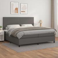 Boxspring met matras kunstleer grijs 200x200 cm - thumbnail