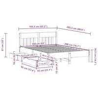 Bedframe zonder matras massief grenenhout wit 160x200 cm - thumbnail
