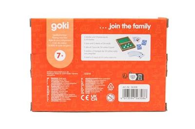 Goki houten speelkaartenbox met 5 dobbelstenen en 2 sets kaarten