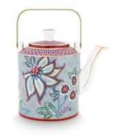 Pip Studio Oriental Flower Festival Theepot Blauw Medium - thumbnail