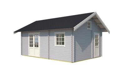 Outdoor Life Caroline Blokhut 595x410 cm 40 mm vuren Platinum Grey-Wit gecoat- Zadeldak- - Outdoor Life