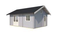 Outdoor Life Caroline Blokhut 595x410 cm 40 mm vuren Platinum Grey-Wit gecoat- Zadeldak- - Outdoor Life - thumbnail