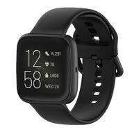 Fitbit Versa 1 / 2 & Lite siliconen sportbandje met gespsluiting - Zwart - Maat: Large - thumbnail