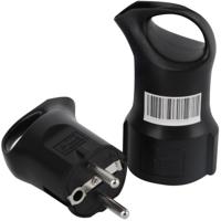 Zwarte Schuko Stekker Set met Contrastekker. Randaarde en Kinderbeveiliging - thumbnail