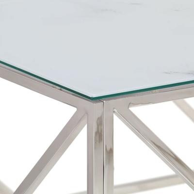 Salontafel roestvrijstaal en gehard glas zilverkleurig