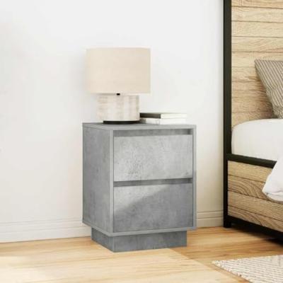 Nachtkastjes met LED-verlichting 2 st 38x34x50 cm betongrijs Nachtkastjes met LED-verlichting 2 st 38x34x50 cm betongrijs