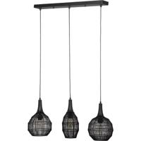 LED Hanglamp E27 met 3-Lichts Rechthoek. Mat Zwart Metaal - thumbnail