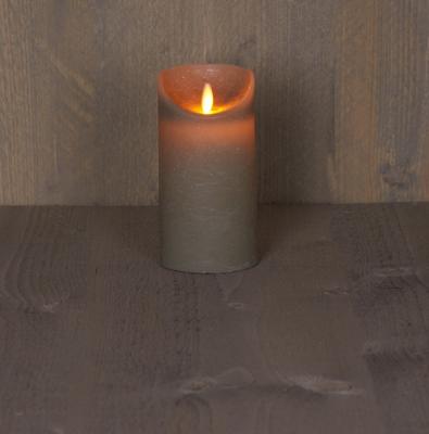 Anna&apos;s Collection LED kaars flame effect rustiek 7.5x15cm taupe 1 stuks