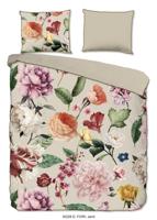 Descanso Dekbedovertrek "bloemen" - Zand - (200x200/220 cm) - Biologisch Katoen satijn - thumbnail