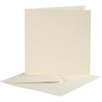 Creativ Company Kaarten & enveloppen, afmeting kaart 12,5x12,5 cm, afmeting envelop 13,5x13,5 cm, off-white, 10 set/ 1 doos - thumbnail