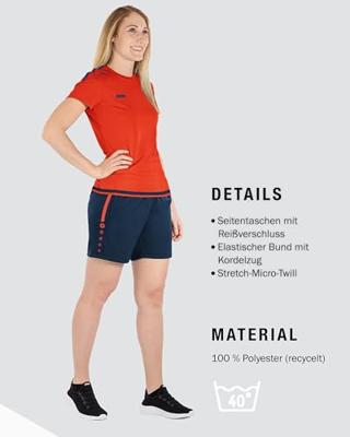 JAKO 6218D Short Competition 2.0 Dames - Navy/Flame - 42-44