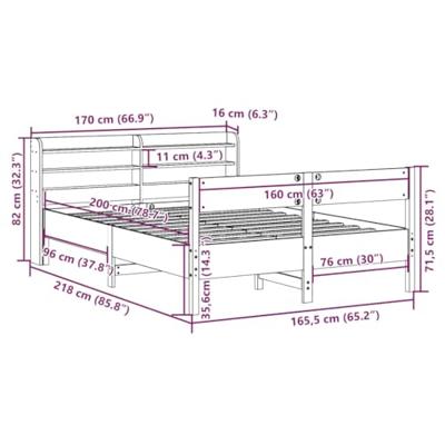 Bedframe zonder matras massief grenenhout wit 160x200 cm