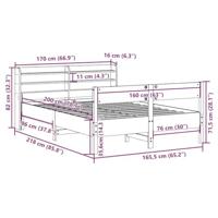 Bedframe zonder matras massief grenenhout wit 160x200 cm - thumbnail