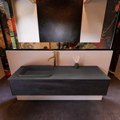 Badkamermeubelset Mondiaz Erin 150 cm met 1 Lade met RIDGE Wastafel Links Dark grey met 1 kraangat Greeploos Mat Antracite Badkamermeubelset Mondiaz Erin 150 cm met 1 Lade met RIDGE Wastafel Links Dark grey met 1 kraangat Greeploos Mat Antracite