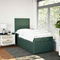 Boxspring met matras fluweel donkergroen 90x190 cm - thumbnail