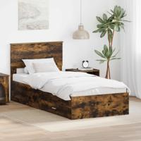 Bedframe Gerookt Eiken en Zilver 75 x 190 cm Bewerkt hout - thumbnail