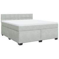 Boxspring met matras fluweel lichtgrijs 180x200 cm - thumbnail