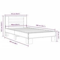 Bedframe bewerkt hout en metaal zwart 90x200 cm - thumbnail