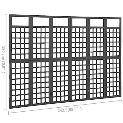VidaXL Kamerscherm/trellis met 6 panelen 242,5x180 cm vurenhout zwart