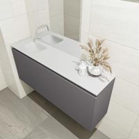 MONDIAZ OLAN 120cm toiletmeubel dark grey. LEX wastafel talc links geen kraangat - thumbnail