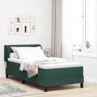 Boxspringbed met matras Donkergroen 100 x 200 cm Fluweel - thumbnail