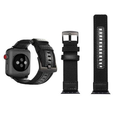 Jeep stijl nylon polshorloge band met roestvrijstalen gesp voor Apple Watch serie 3 & 2 & 1 38mm (zwart)