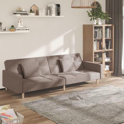 Slaapbank 2-zits met 2 kussens stof taupe
