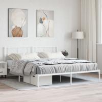 Bedframe met hoofdbord metaal wit 193x203 cm - thumbnail