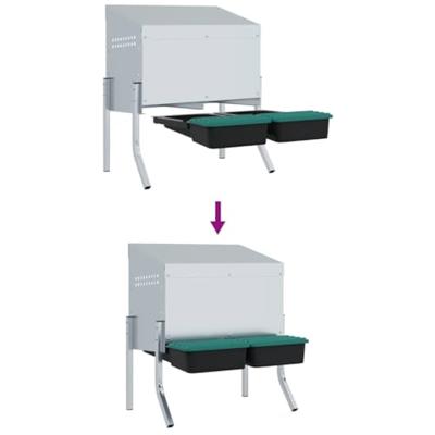 Kippennestkast 2 compartimenten met poten gegalvaniseerd staal