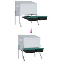 Kippennestkast 2 compartimenten met poten gegalvaniseerd staal - thumbnail