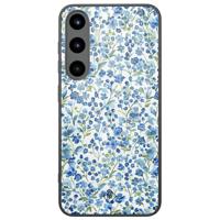 Samsung Galaxy S25 glazen hardcase - Vintage blue floral - thumbnail